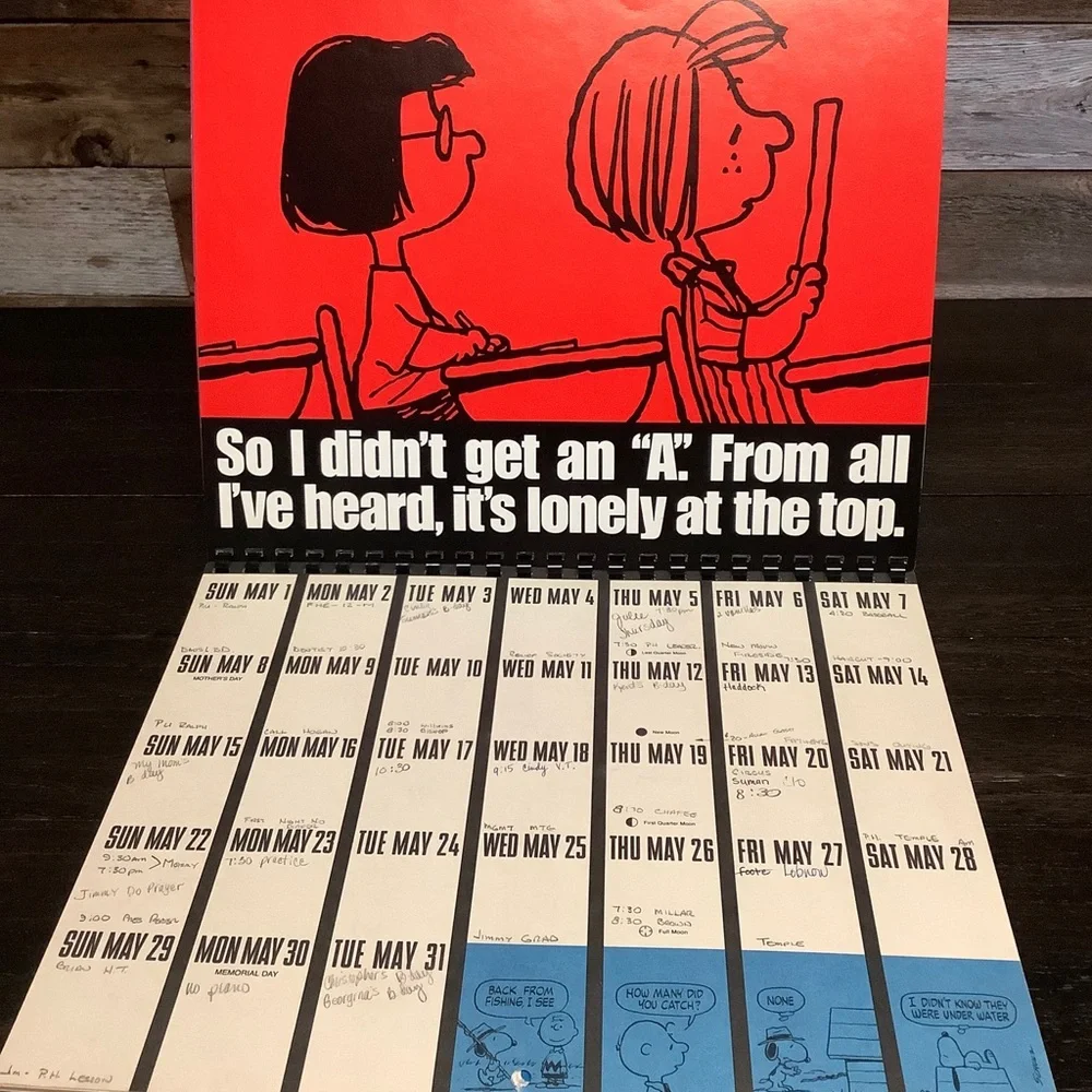 Vintage 1983 Snoopy & Friends Calendar Charles M. Schulz used, i show every page